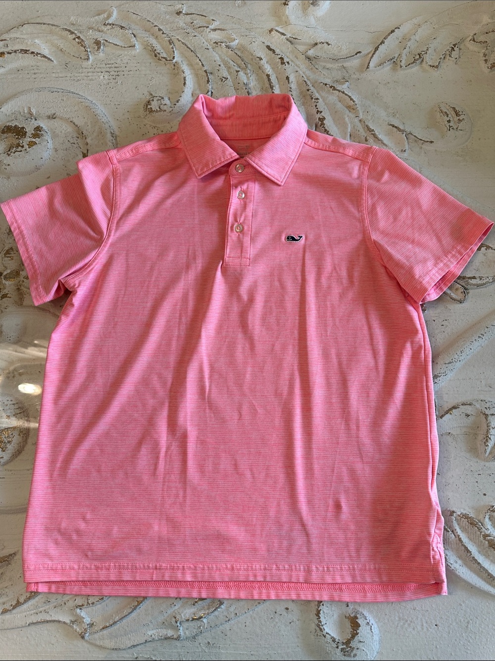 Vineyard Vines Kids Coral Pink Polo with Whale Logo
